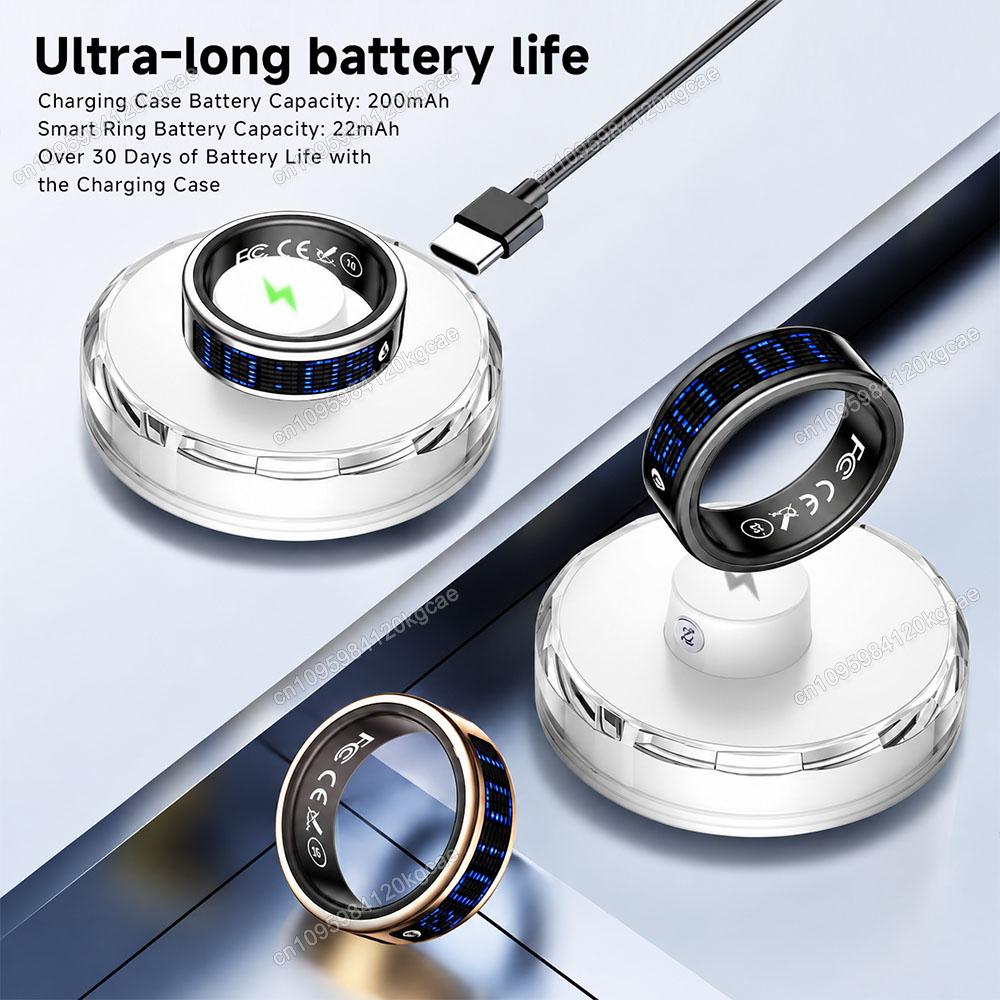 R12 Smart Ring with Display Screen and Touch Wireless Charging Health Manager Zikr Tasbih Counter 5 ATM Waterproof For Men Women 1