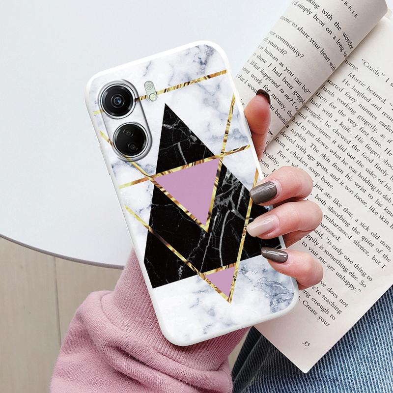 For Redmi 13C Pink Gold Marble Art Fashion Phone Case Soft Silicone Fundas Cover For Redmi13C 13 C Coque Matte Shockproof Bumper