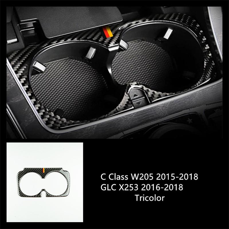 Carbon Fiber Front Door Panel Decoration Cover Trim 2Pcs For Mercedes Benz C Class W205 GLC X253 2015-2018 Car Accessories