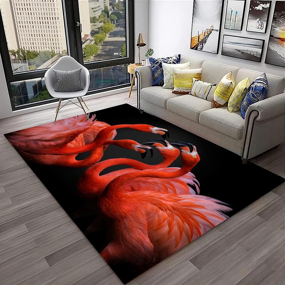 Pink Flamingo Bird Rainforest Cartoon Carpet Rug for Home Living Room Bedroom Sofa Doormat Decor,kid Area Rug Non-slip Floor Mat