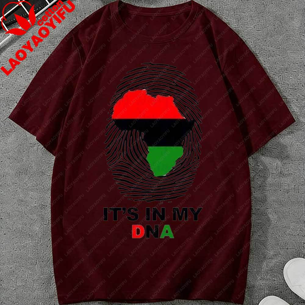 Juneteenth Its in My DNA Graphic TShirt African Map Fingerprint Black Pride Cotton Tops for Unisex Women Juneteenth Gift Apparel