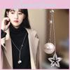 Stylish Elegant Star Pendant Sweater Necklace For Women With Pearl Tassel Accents