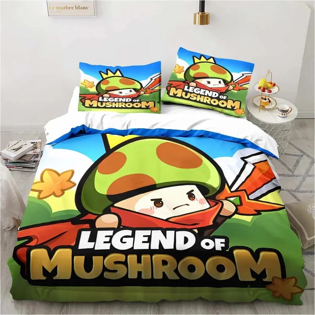 3D Anime Game Legend of Mushroom Pattern Printed Bed Set Duvet Cover Bedding Set Linen Sheet Quilt Cover Full Queen King Size