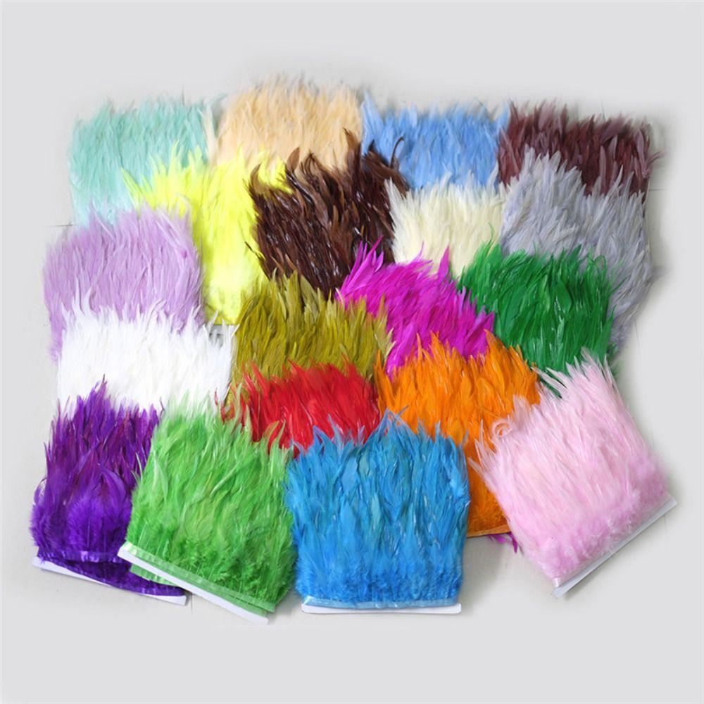 1 Meter Ribbon Tassel Natural Ostrich Feathers Sewing Decoration 10-15cm Wide Apparel Fabric Feather Plumes Ribbon Selvage