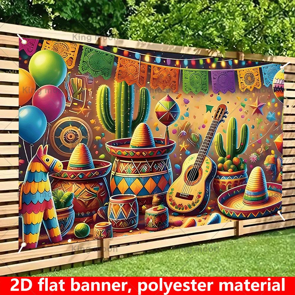 2D Flat Design 1 Piece. Mexican Carnival Background Banner - Suitable for Parties Weddings Birthdays