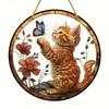 Lebendiger und entzückender Haustierkatzen-Buntglas-Sonnfänger - Runder Acryl-Transluzenter Hänger - Veranda, Tür, Haus, Garten, Hof Raumdekoration - Ideales Geschenk