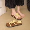 Fashion Versatile Niche Design Flat Heel Sandals Small Sandals Spring and Summer Women's Shoes Open Toe Square Head Low Heel Cool Slippers