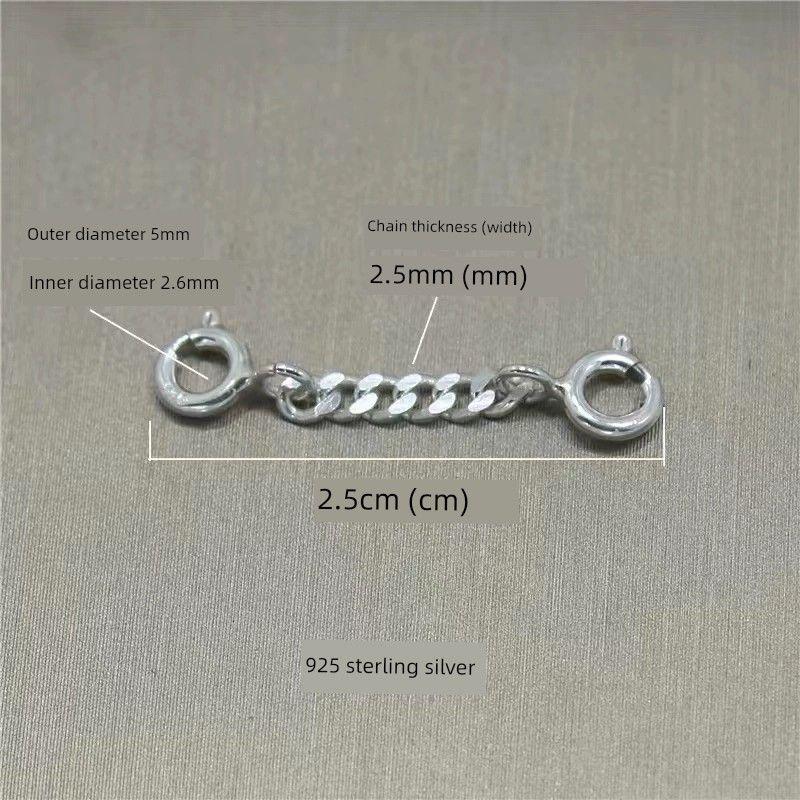 

DIY 925 Sterling Silver Extended Horsewhip Safety Connecting Shackle 925 sterling silver double buckle 2.5cm