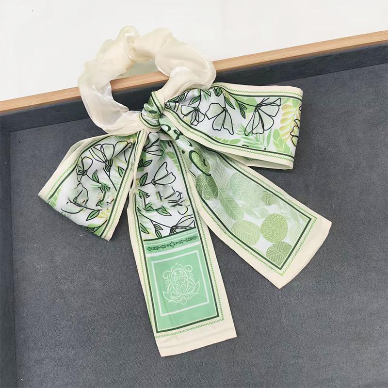 Printed Bow Hair Rope Elegant Ribbon Ponytail Hair Band For Women Sweet Rubber Band Hair Ring Fashion Headdress Hair Accessories