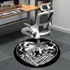 1pc SkeleLove Heartbeat Office Round Area Rug, Indoor Mat Suitable ForOffice, Under Office Chairs Bedroom Living Room Home Decor, Room Deco q072