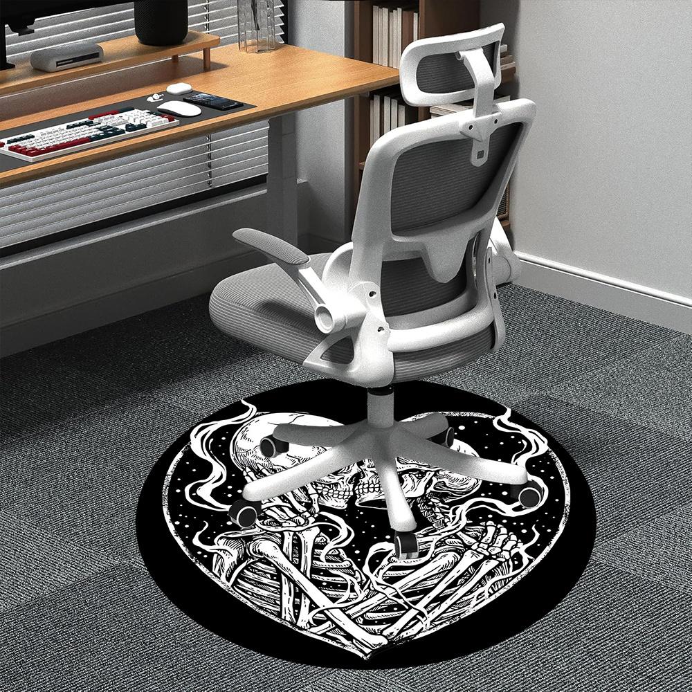 

1pc SkeleLove Heartbeat Office Round Area Rug, Indoor Mat Suitable ForOffice, Under Office Chairs Bedroom Living Room Home Decor, Room Deco q072 80cm by 80cm