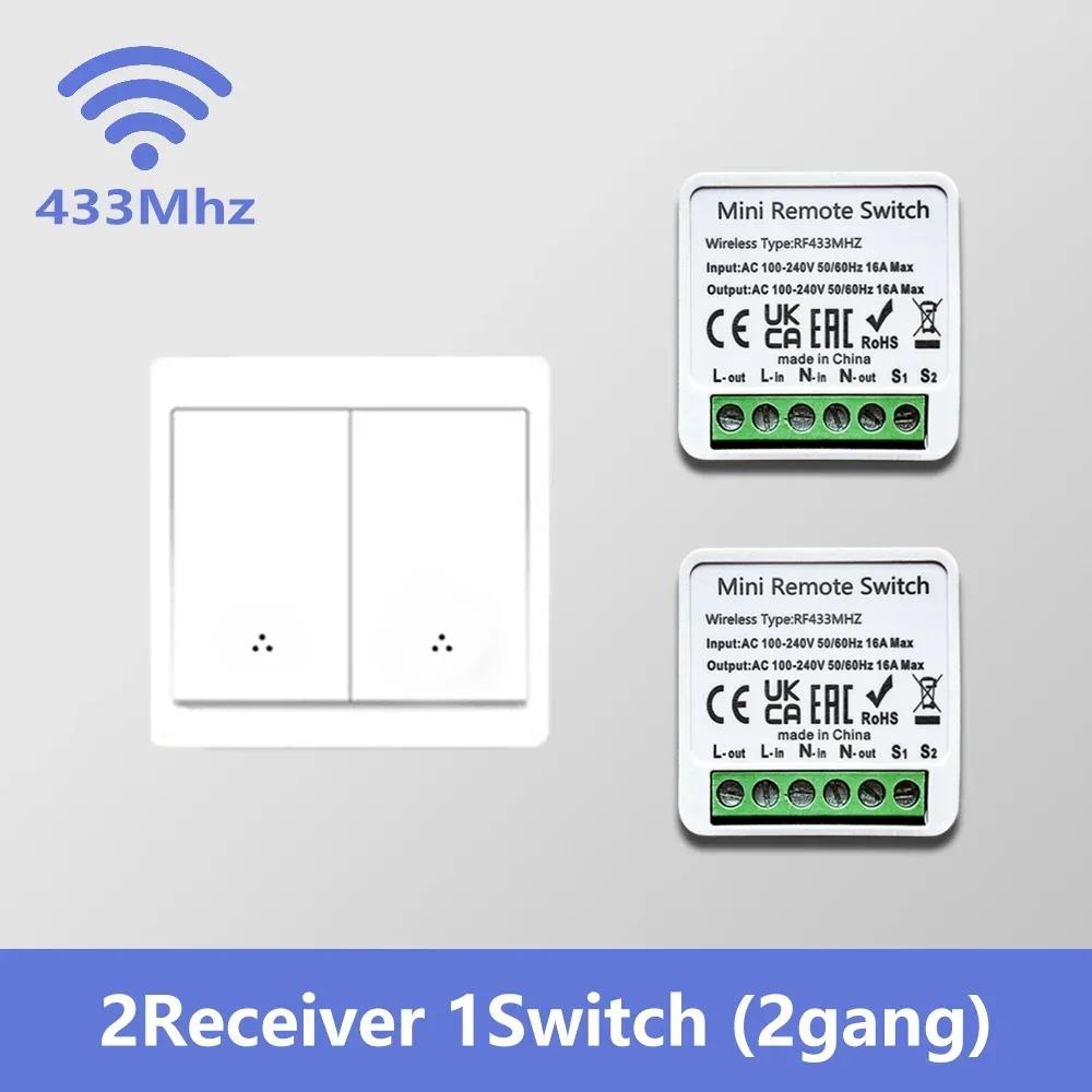 RF 433MHz Wireless Wall Light Switch 1/2/3 Gang Remote Control Relay Receiver Interruptor 16A for LED Lamp Home Automation