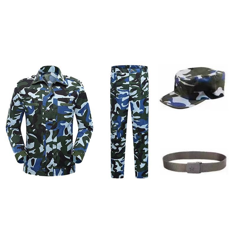 Military training uniform set - camouflage uniform for men and women, summer light grass green, navy blue style clothing