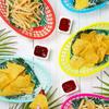 1Pc Storage Basket Retro Style Plastic Colour Desktop Storage Unique Hollow Out Snack Plate Drain Basket