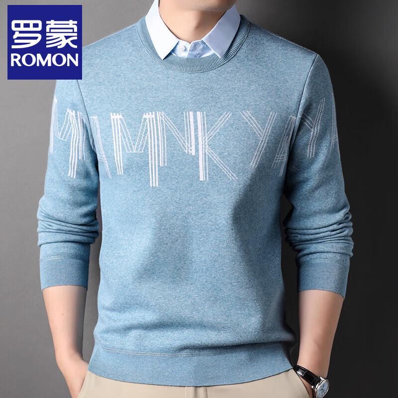 Romon Men's Fake Two-Piece Shirt Collar Casual Shirt