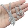 New Sparkling Diamond Cross Bridal Necklace Earrings Two-piece Wedding Banquet Jewelry Set Wedding Dress Accessories