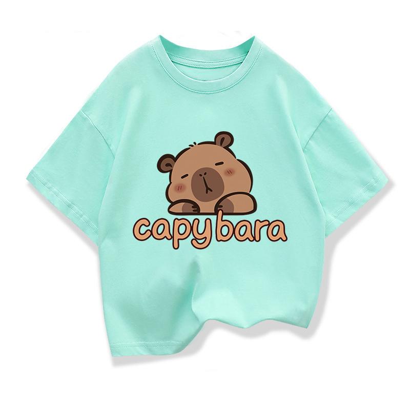 

Футболка з принтом капібари для дітей хлопчик аніме мила капібара з коротким рукавом футболки топи футболка одяг для дівчинки 150