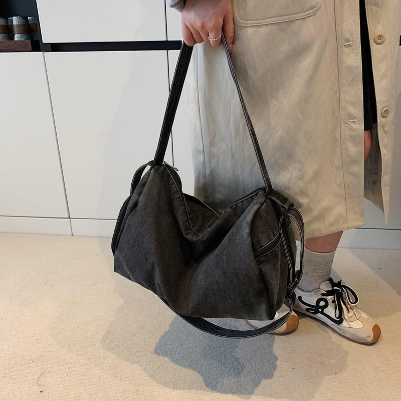 Schoolbag Fashion Denim One Shoulder Crossbody Handbag Large Capacity Korean Version Ins Casual Casual Trend Commuter Multi-compartment