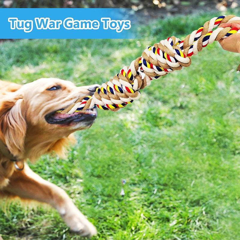 Durable Cotton Hemp Rope Tug Toy Dogs Heavy Duty Chew Play Training Small Large Size