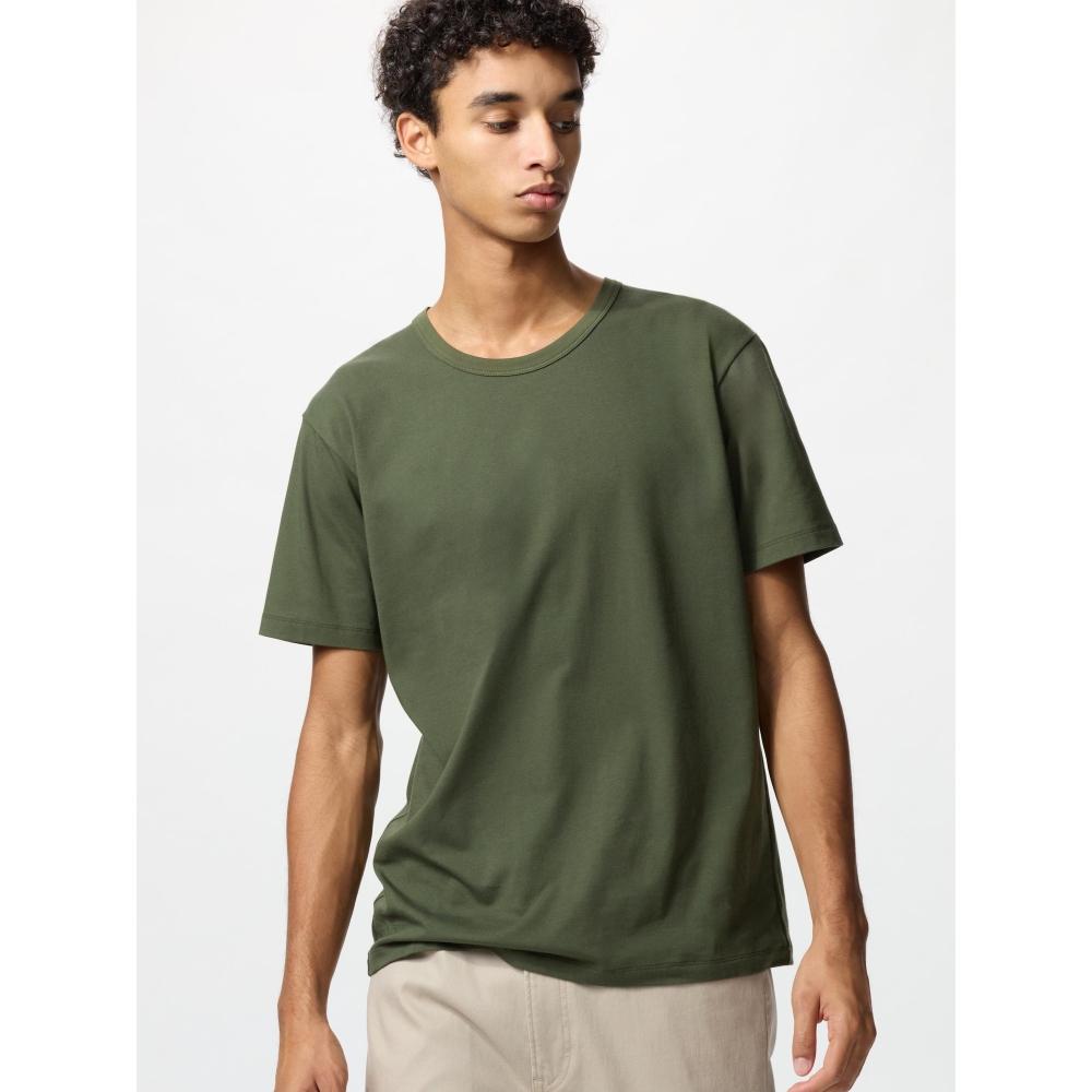 

Uniqlo Хлопковая футболка Airism с круглым вырезом и коротким рукавом 57 OLIVE/MEN XS