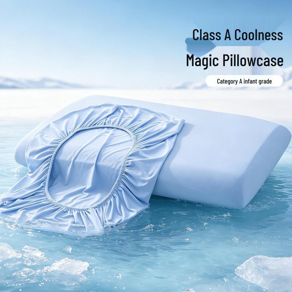 Ice Silk Cooling Pillowcase, Memory Foam, Universal Irregular Shape, Summer Comfort.