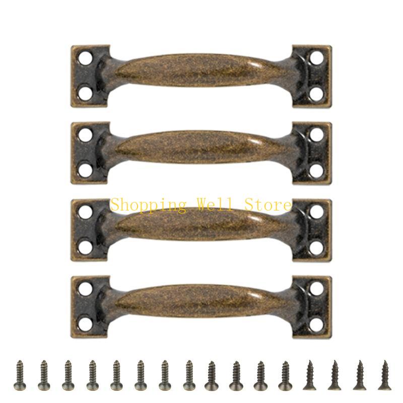 KX4B Set Of 4 Drawer Pulls for Kitchen Or Garage Cabinets Iron Barn Door Knob Handles