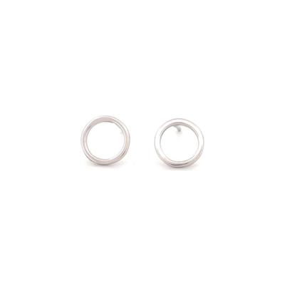 Circle Stud Earrings - Handmade 925 Sterling Silver with Rhodium Plated Jewelry for Women's Gift