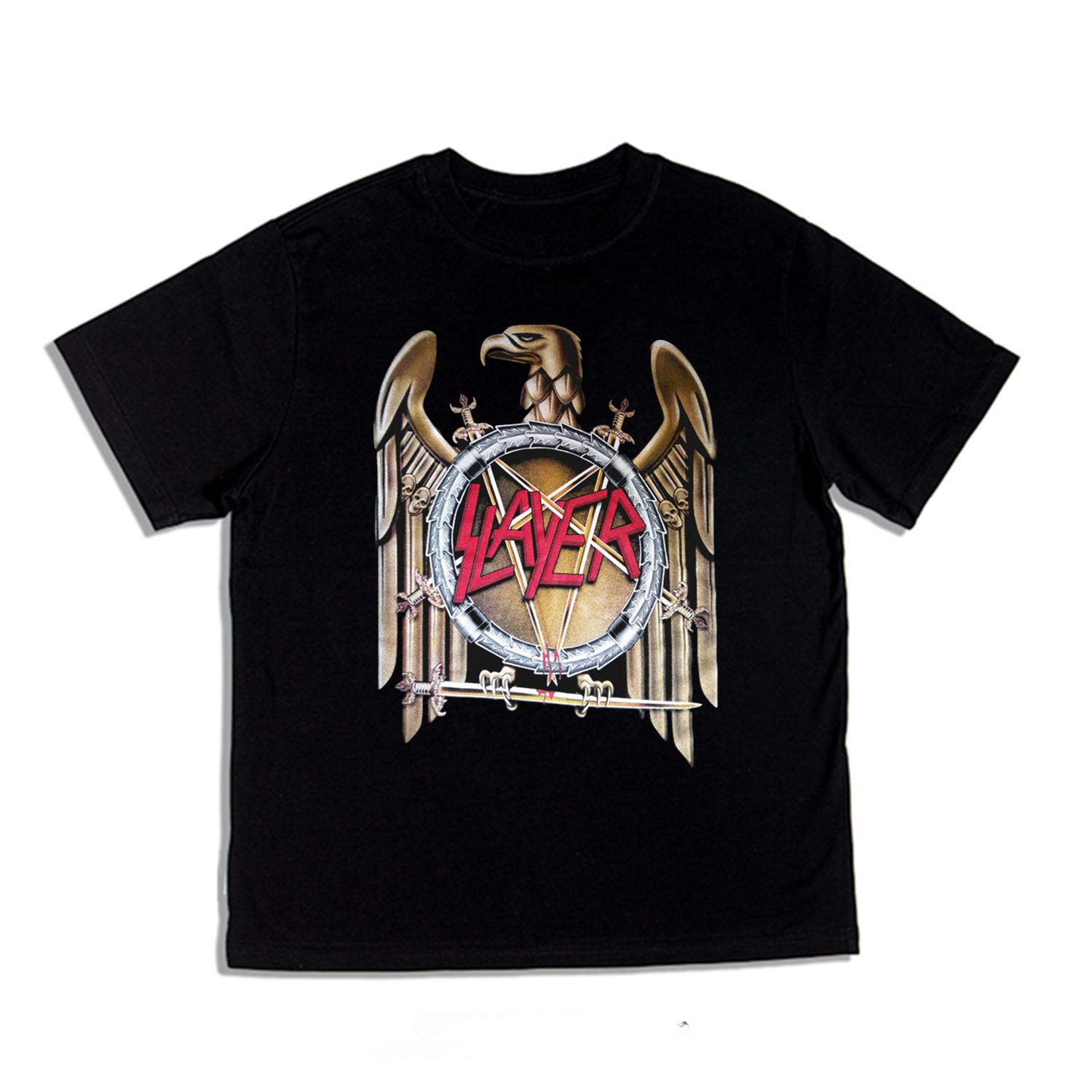 

Slayer Killer Band Short Sleeve Cotton Printed T-shirt Loose Heavy Round Neck European and American Rock Style Men and Women 4XL