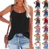 Damen Spaghettiträger-Top mit U-Ausschnitt Ärmellos Lockerer Schnitt Eis-Krepp Tanktop Rückseite Uni Cut-Out Lässige Sommer-Weste