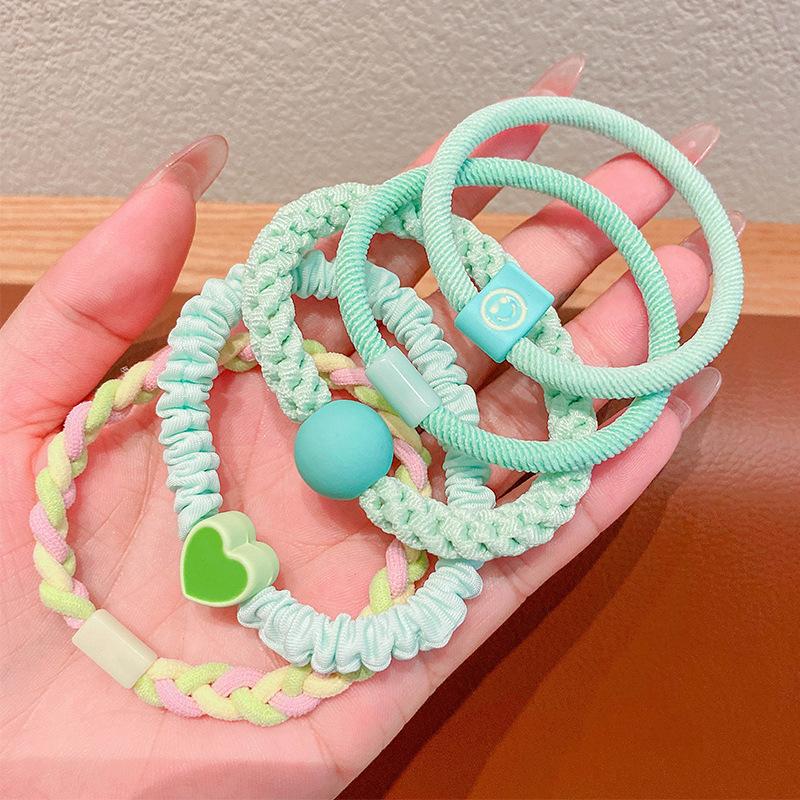 5PCS Colorful large circle children's rubber bands do not harm hair, girl headbands, Korean baby hair accessories, hair rings
