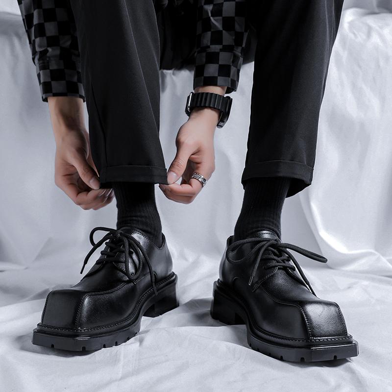 Pánské kožené oxfordky s tlustou podrážkou Svatební obuv 2024 Pánská obuv Pánská móda Ležérní obuv Šněrovací Luxusní značka Pánská kadeřnická obuv
