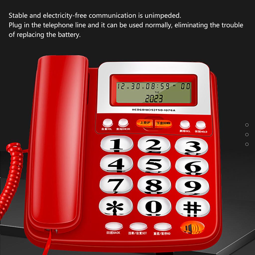 Téléphone Filaire avec Grand Écran LED Téléphone Fixe Gros Bouton Téléphones Fixes Numérotations Rapides Téléphones Filaires