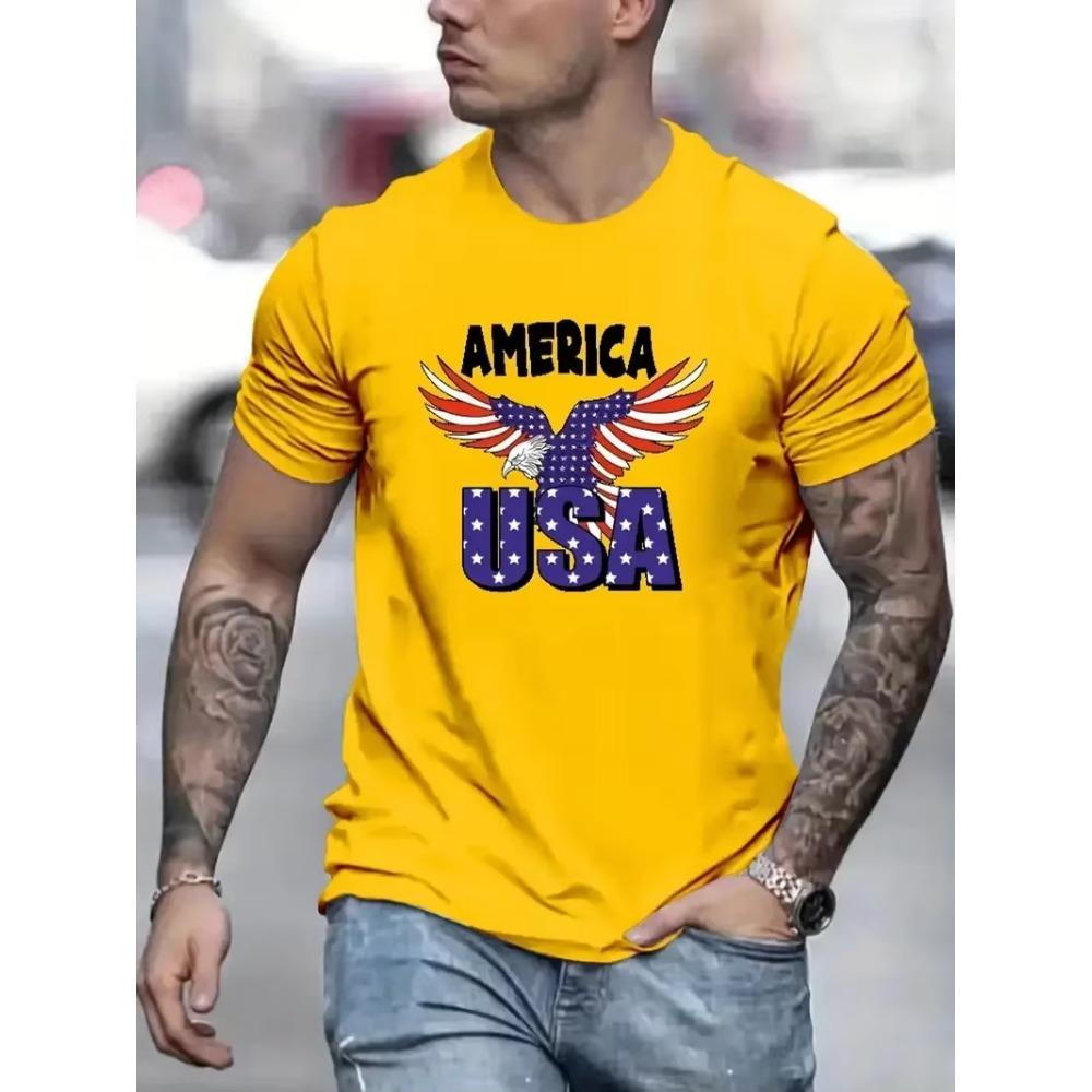 3D USA National Flag Letter Printed T Shirt For Men Fashion Trend Streetwear Casual O-neck Short Sleeve Tops  Oversized T-shirts