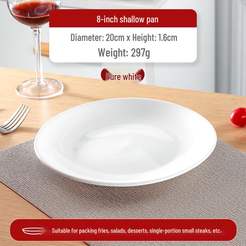 Gold-Rimmed Large Ceramic Dinner Plate for Western Cuisine