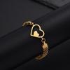 18K Stainless Steel Waterproof Hollow Heart-Shaped Adjustable Bracelet for Women Fashion Simple Twist Braided Bracelet Jewelry