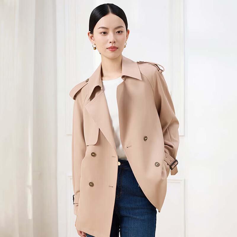 JESSIE Women s Double-Breasted Lapel Trench Coat M