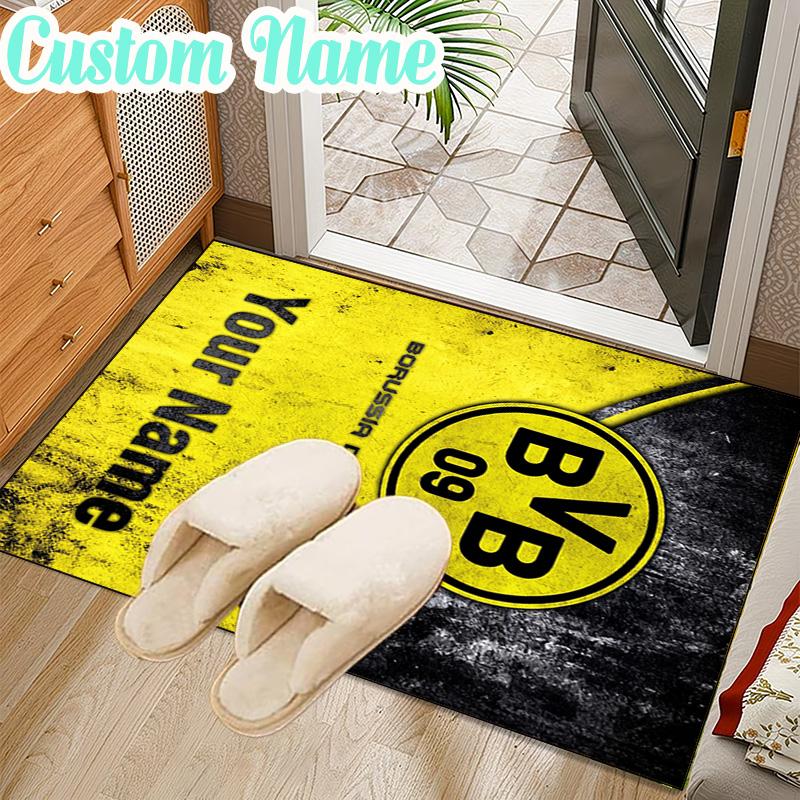 Custom Name Bvb 09 Football Team Rug Office Rug Chair Mat Non Slip Carpet Rugs for Bedrooms Dining Room Living Room Home Decor gifts