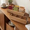 Wooden Tea Bag Storage Box Dual Side Handles Large Capacity Tea Bag Holder 3 Slots Sugar Packet Storage Box Office