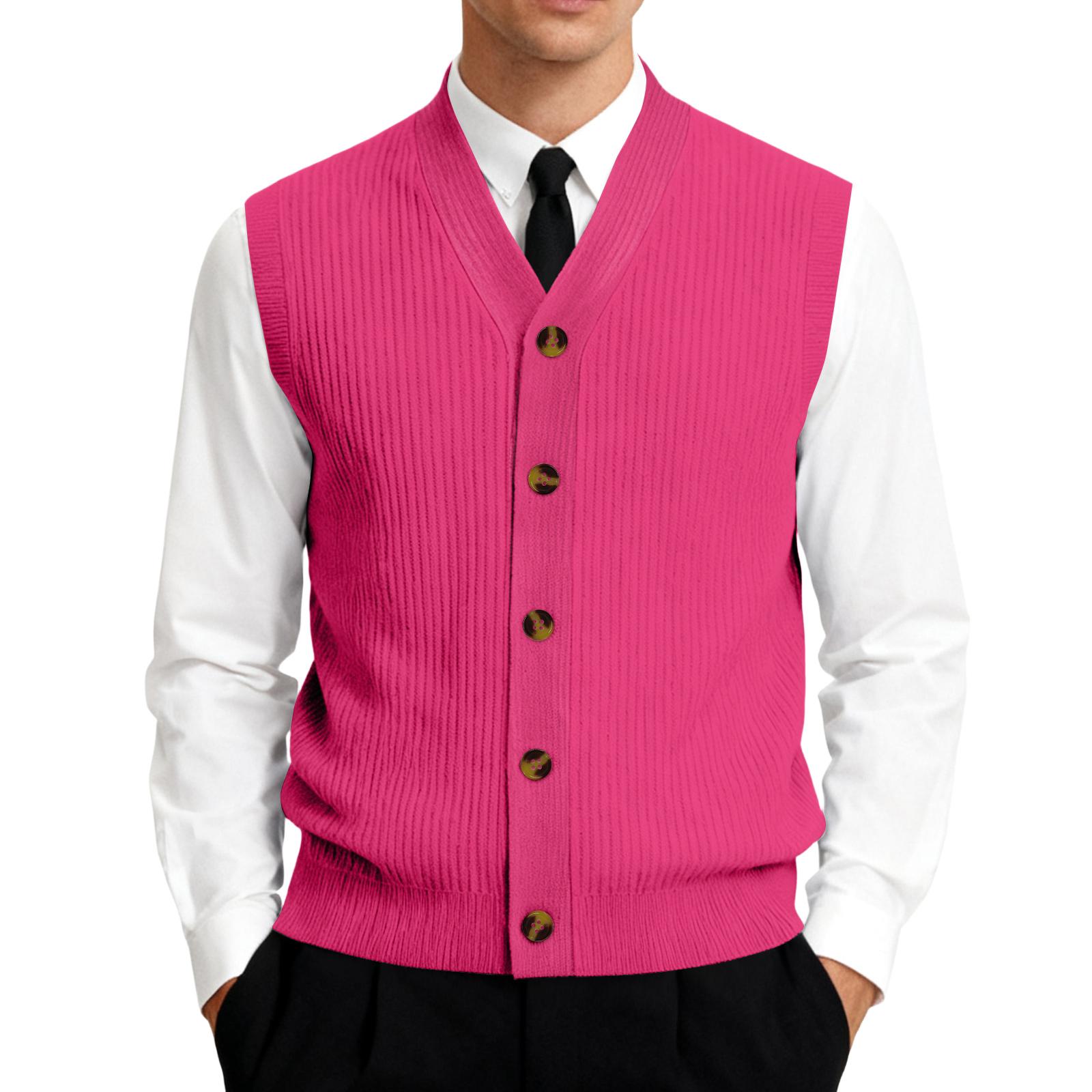 

Men s V-Neck Sleeveless Knit Cardigan Vest M