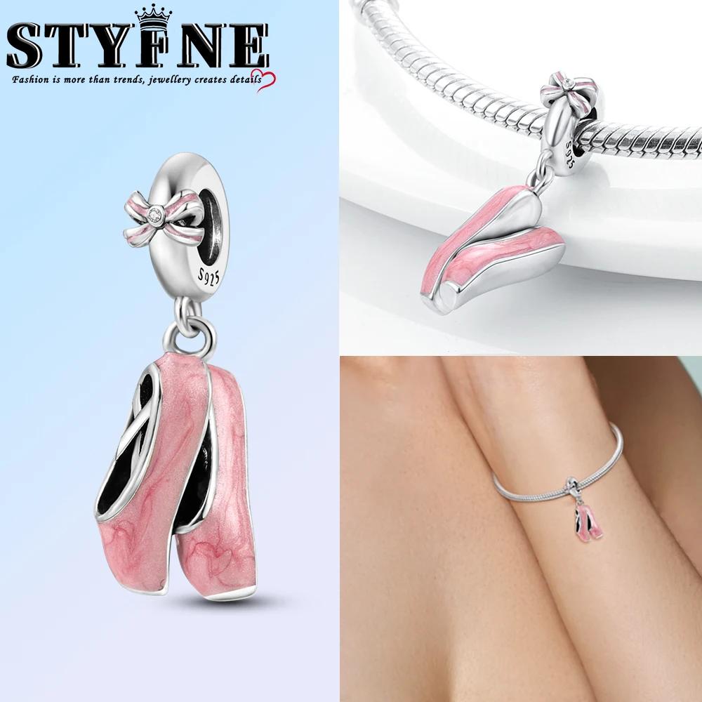 Exquisite Copper Ballet Dance Shoes High Top Canvas Shoe High Heels Charms Beads Fit Diy Bracelet Fine Birthday Jewelry Gift