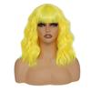 Bob Wig With Bangs 12 Inch Short Wavy Bob Wig Synthetic Blue Orange Pink Yellow Purple Red Wigs For Women Cosplay Halloween Daily Use