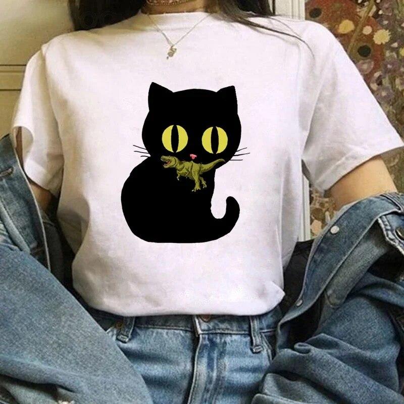 T-Shirt WoUnisex Cute Dinosaur Print T-Shirt Summer Short Sleeve Clothing Fun Versatile Pattern T-Shirt Fashion WoUnisex Top.