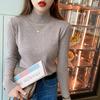 Women's Long-Sleeve Half-High Neck Base Layer Sweater for Spring and Autumn - Versatile Thin Knit Top for Inner Wear, Slim-Fit and Slimming
