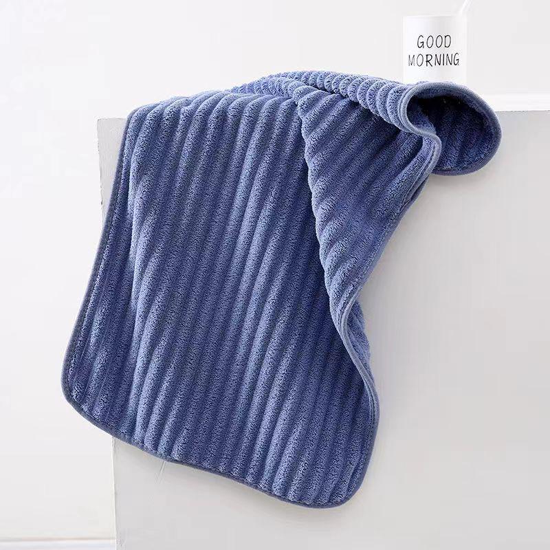 Candy Stripe Coral Fleece Towel - Thick & Soft, Water-Absorbent, Perfect for Bath, Face, and Hair Drying.