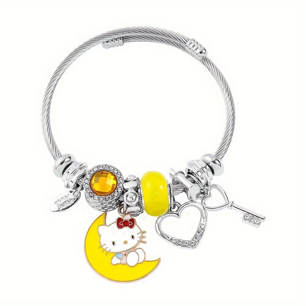 Hello Kitty Rosa Pandora Armband - Niedliches Cartoon-Katzen-Charme-Bügelarmband Schmuck