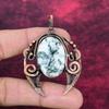 Tree Agate Gemstone Pendant Handmade Dainty Pendant Copper Wire Wrapped Jewelry