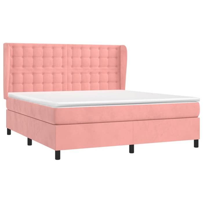 3129464 vidaXL Lit à sommier tapissier avec matelas Rose 160x200 cm Velours