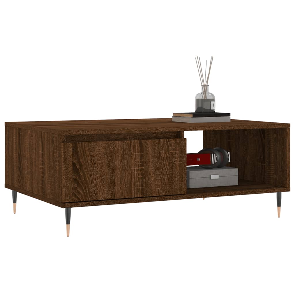 Coffee Table Brown Oak Effect 90 X 60 X 35 Cm Engineered Wood