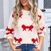 Autumn and Winter Women's Pullover Round Neck Long Sleeve Knit Bowknot Sweater