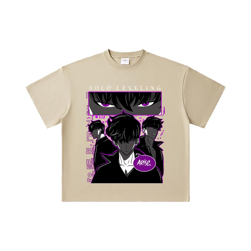 260 GSM Double Yarn 32 Count 100% Cotton Solo Leveling V11 Print Unisex Heavy Cotton T Shirt